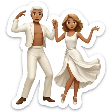 Man and woman dancing white sticker