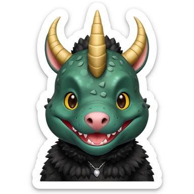 Black pitbull dressed as a triceratops black sticker
