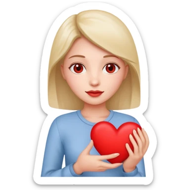A single woman with heart in his hand  sticker