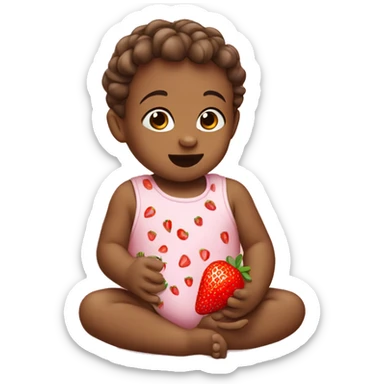 baby eating strawberry sticker