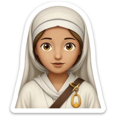 Jerusalem woman in Jesus-era attire, robe, belt, and headscarf, emoji style sticker