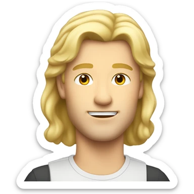 Mullet blonde, no moustache Caucasian, very handsome sticker