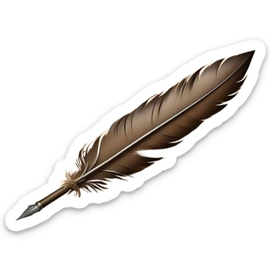 brown Quill pen writing on parchment scroll sticker