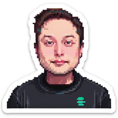 Elon Musk, close-up portrait, pixelated, neutral expression sticker