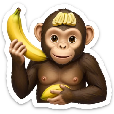 Chimpanzee into a banana sticker