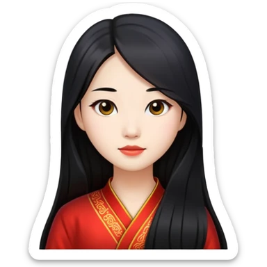 Chinese Female with black long hair sticker