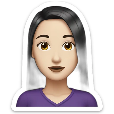 White girl with long straight black and purple hair Raven Queen sticker