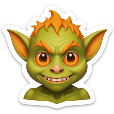 Cheddar Goblin from Mandy, looking mischievous sticker