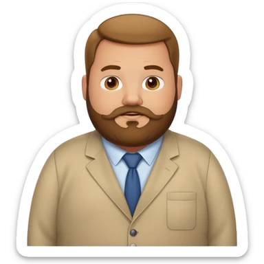 fat Man with beard with his office work clothes on. sticker