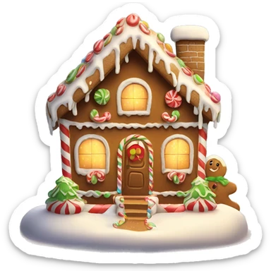 Cute Gingerbread House with snow an lights for Christmas  sticker