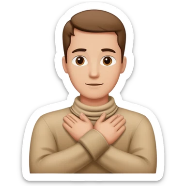 Guy with hands crossed around his neck  sticker