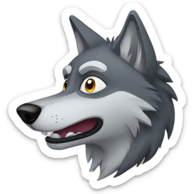 cartoon wolf howling with eyes out of the head sticker