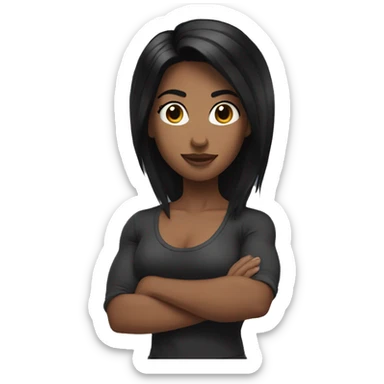 women show biceps black hair sticker