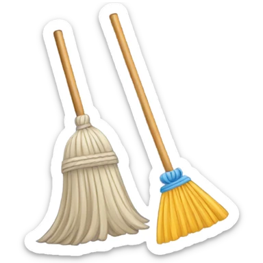 broom and mop crossed sticker
