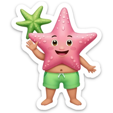 Patrick Star pink starfish wearing green shorts happy expression sticker