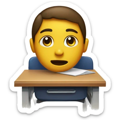 student lies on a school desk sticker