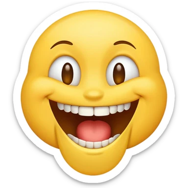 An emoji that is laughing and has a missing tooth. sticker