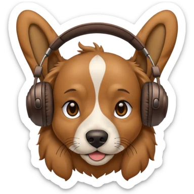 dog wearing headphones sticker
