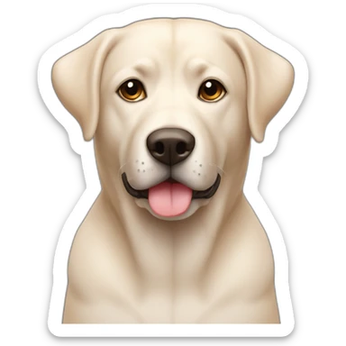 5 years old, female, Chubby, dark brown, english lab, tired face, looking at you confused, little white scruff un chin sticker