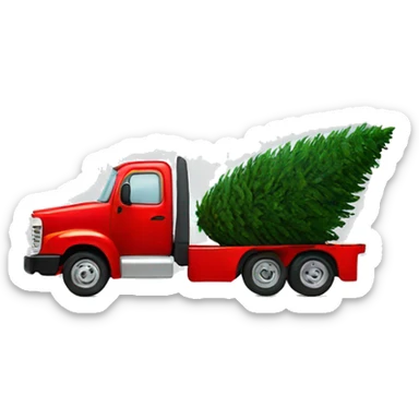 White truck hauling Christmas tree sticker