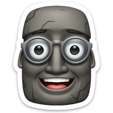 Un moai tranquilo con unos lentes y una sonrisa  sticker