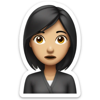 a frustrated-looking, black-haired Asian woman sticker