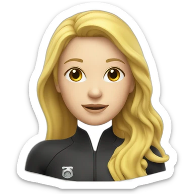 female diver in rubber wetsuit and blond hair sticker