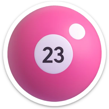 pink billiard ball with the number 23 inside a white circle sticker