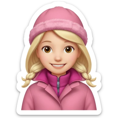 Girl wearing warm pink winter coat sticker