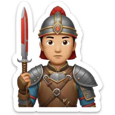 horse mogolian ancient army with small knife sticker