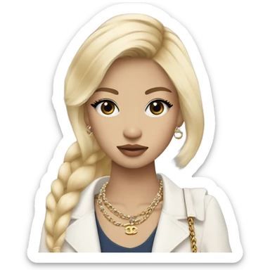 Blonde Chanel blue eyes Asian Girl with Birkin bag and Chanel necklace sticker