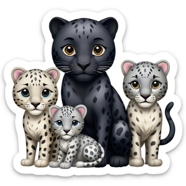 black panther, leopard and snow leopard trio sticker