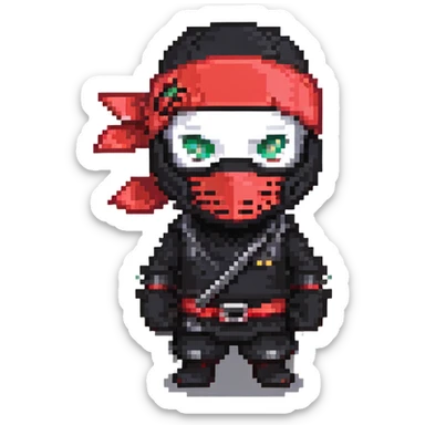 masked ninja, red headband sticker