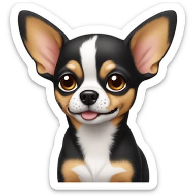 little dog pincher kinda chihuahua, with long face and white little fat sticker