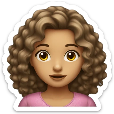 cute mexican girl with wavy hair and big eyes sticker