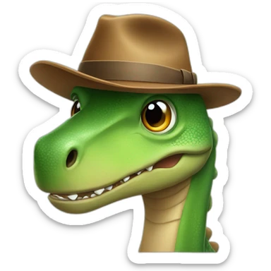 friendly dinosaur wearing a fedora sticker