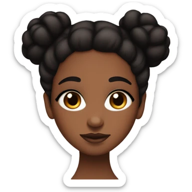 Brown skin girl with eyelashes and two black low buns sticker