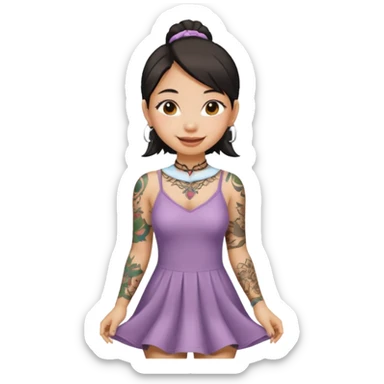 asian girl with neck tattoo and 2 string dress sticker