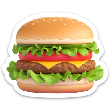 veggie burger with leafy greens and tomato sticker