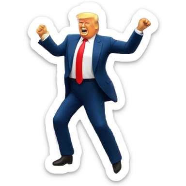 Trump dancing with fireworks in the background and 2025 in gold sticker