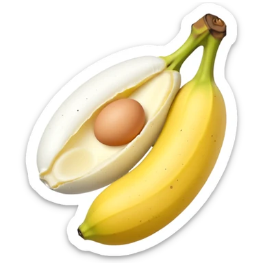 A banana standing between two eggs sticker