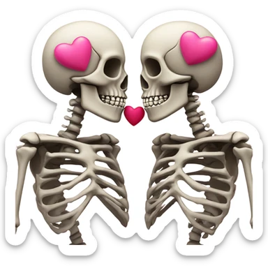 Skeleton kissing another skeleton with pink hearts  sticker