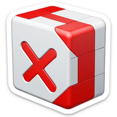 white x in red box 2D sticker