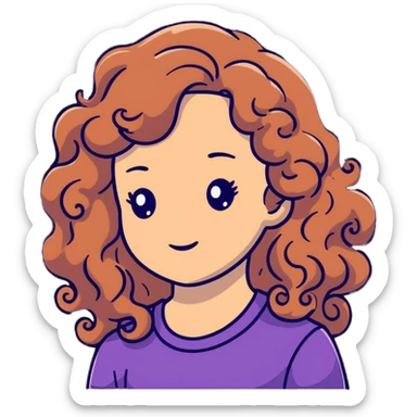Cute girl with long wavy curly hair sticker