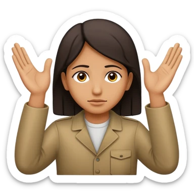 surrenders, portray an authentic 1980 Iraqi with a sad face and raised hands sticker