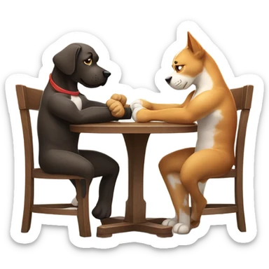 Dog and cat arm wrestling  sticker
