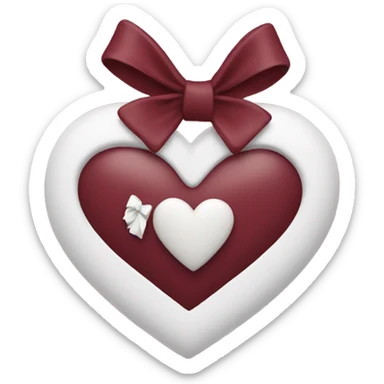 Burgundy heart with white bow sticker