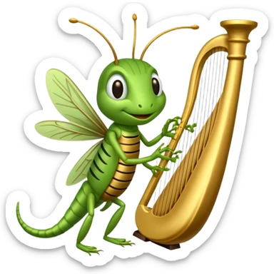 grasshopper playing lyre sticker