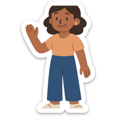 flat toon style character of mela.alm sticker