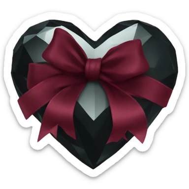crystal black heart wrapped in a burgundy bow sticker
